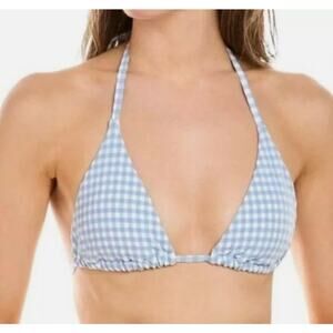 Andie Swim Blue White Bikini Top The String Top Large